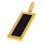 Gold PVD Dog Tag Pendant with Black Carbon Fiber Inlay