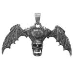 Stainless Steel Skull with Wings Pendant