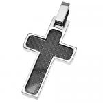 Cross pendant in Stainless Steel and Carbon Fiber Film
