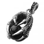 Dragon Claw Pendant in Steel Holding a Black Marble