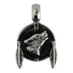 Stainless Steel Native Wolf Pendant 