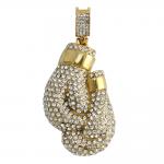 CZ Encrusted Gold Tone Boxing Gloves Pendant