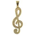 Stainless Steel Gold PVD Encrusted Music Note Pendant