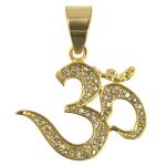 Stainless Steel Gold PVD Encrusted OHM Pendant