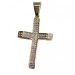 Stainless Steel Gold PVD CZ Encrusted Cross Pendant