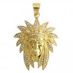Gold PVD Stainless Steel Jeweled Indian Pendant