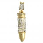 Gold Tone Bullet Pendant with CZ