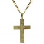 Stainless Steel Gold PVD  Double Cross Necklace