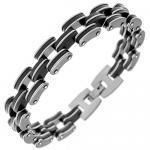 Stainless Steel and Rubber Chain Link Bracelet