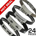 Rubber / Cloth Bracelet w/ Stainless Steel ID Accent Pack 24pcs $1.00 a Piece