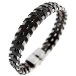 Men's Leather and Stainless Steel Cable Bracelet