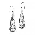 Stainless Steel Tear-Drop Earrings With Cut Out Design